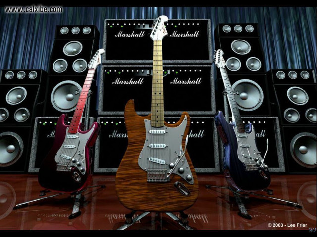 Guitars speakers table background group free wallpaper for desktop - medium preview image