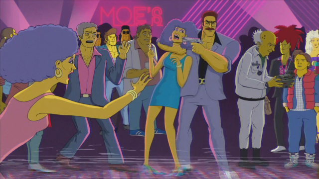 Cartoon dancing group neon lights free wallpaper for desktop - medium preview image