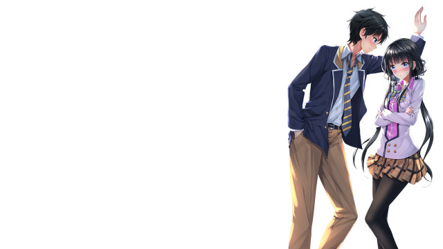 Anime couple characters standing white #2 free wallpaper for desktop - medium preview image