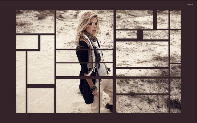 Woman window handbag scarf standing free wallpaper for desktop - medium preview image