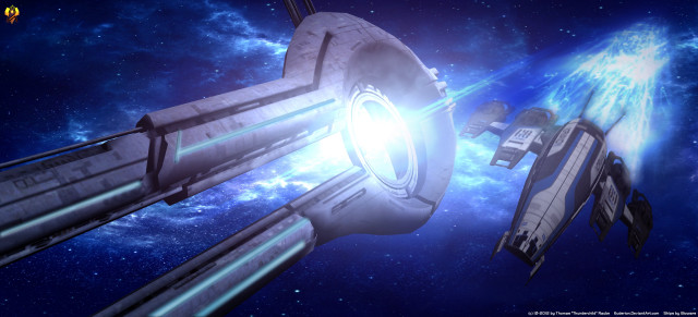 Space station flying bright light free wallpaper for desktop - medium preview image