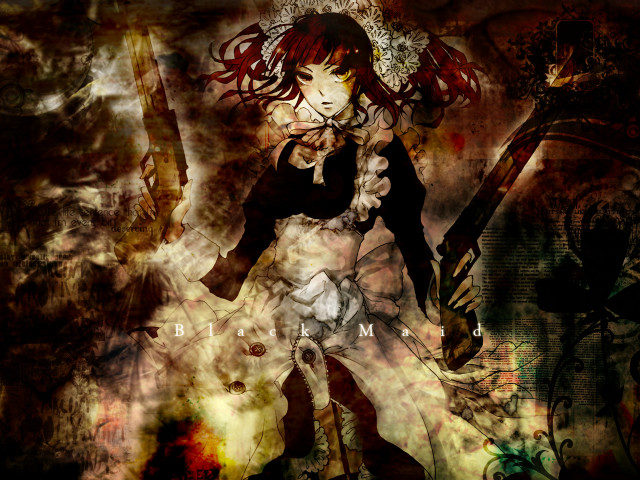 Woman gun flowers orphism portrait free wallpaper for desktop - medium preview image