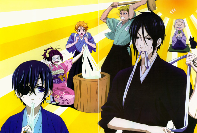 Anime characters yellow background woman free wallpaper for desktop - medium preview image