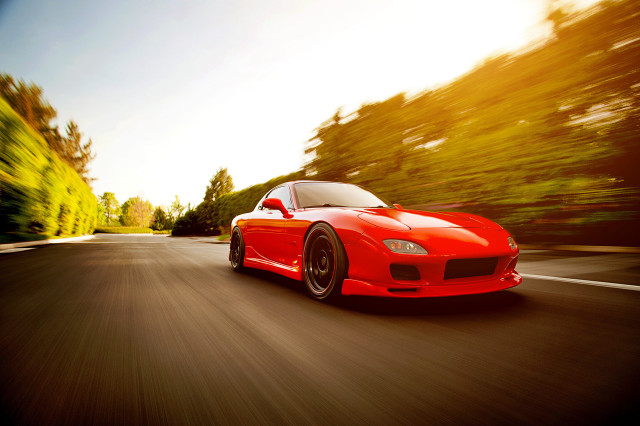 Red sports car road trees #6 free wallpaper for desktop - medium preview image