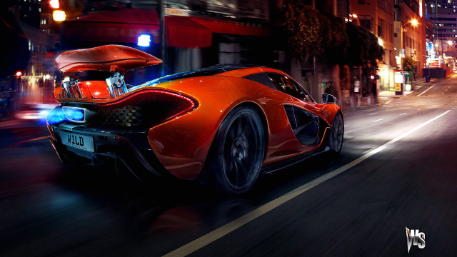 Nice car night street hood free wallpaper for desktop - medium preview image