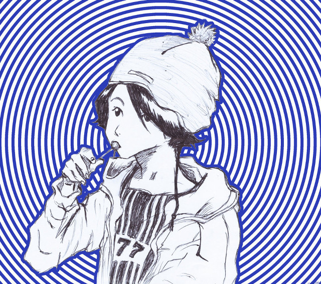 Woman hat microphone drawing art free wallpaper for tablet - medium preview image