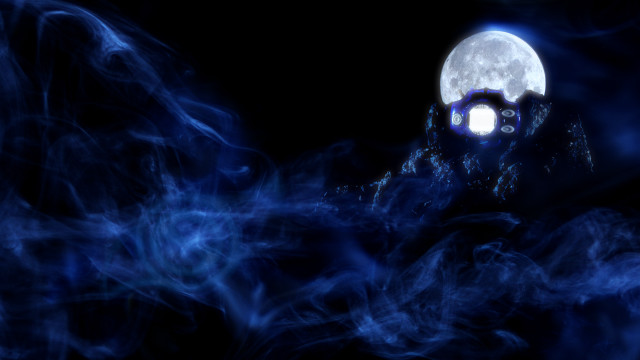 Full moon mountain range smoke free wallpaper for desktop - medium preview image