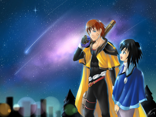 Anime couple night sky stars #6 free wallpaper for desktop - medium preview image