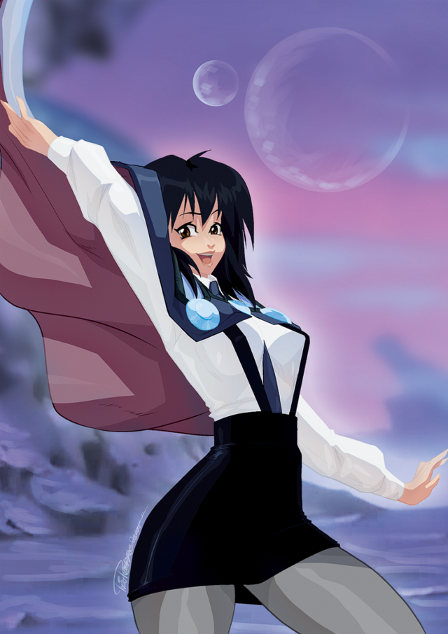 Woman black white flying purple free wallpaper for mobile - medium preview image