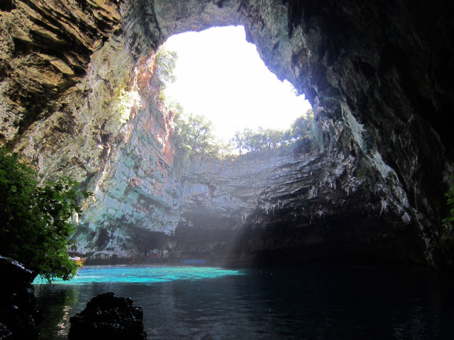 Cave blue pool light entrance free wallpaper for desktop - medium preview image