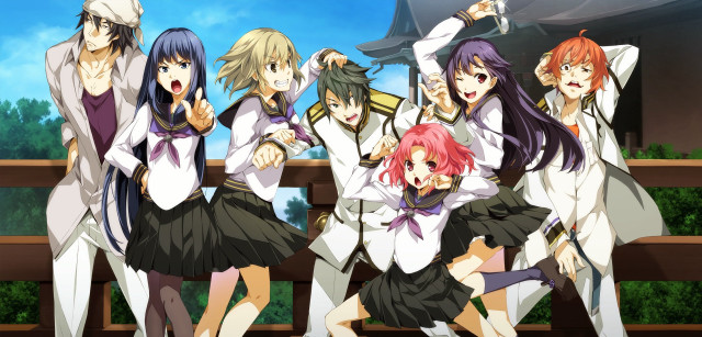 Anime girls group building sky #4 free wallpaper for desktop - medium preview image