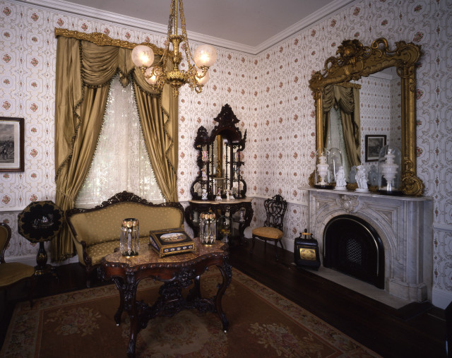 Living room fireplace couch mirror free wallpaper for desktop - medium preview image