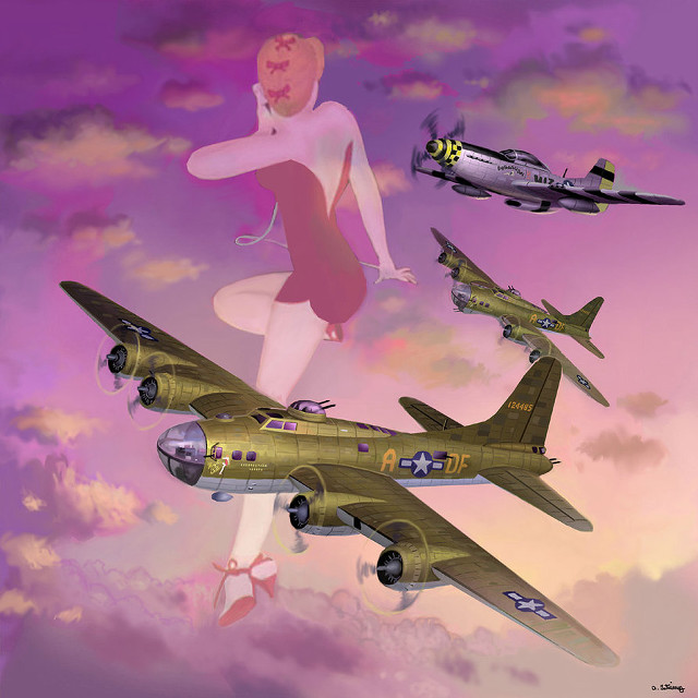 Woman bathing suit flying sky free wallpaper for tablet - medium preview image