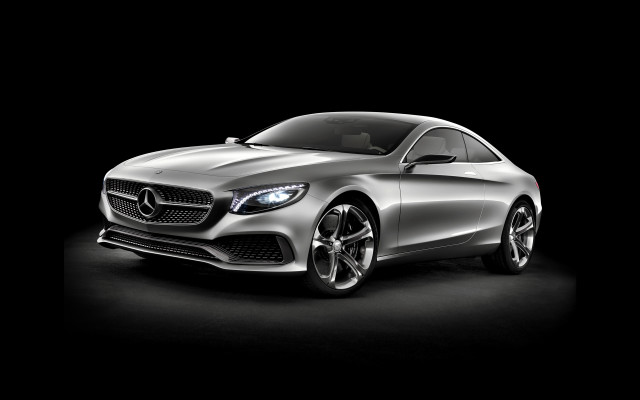 Silver mercedes coupe dark room free wallpaper for desktop - medium preview image