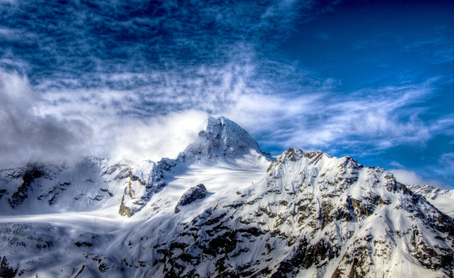 Snowy mountain blue sky clouds #2 free wallpaper for desktop - medium preview image