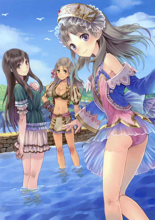 Anime girls water cellphone camera free wallpaper for mobile - medium preview image