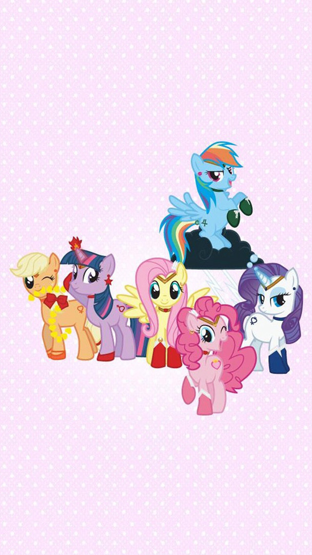 Ponys standing pink background polka free wallpaper for mobile - medium preview image
