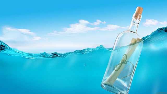 Bottle floating water message air free wallpaper for desktop - medium preview image