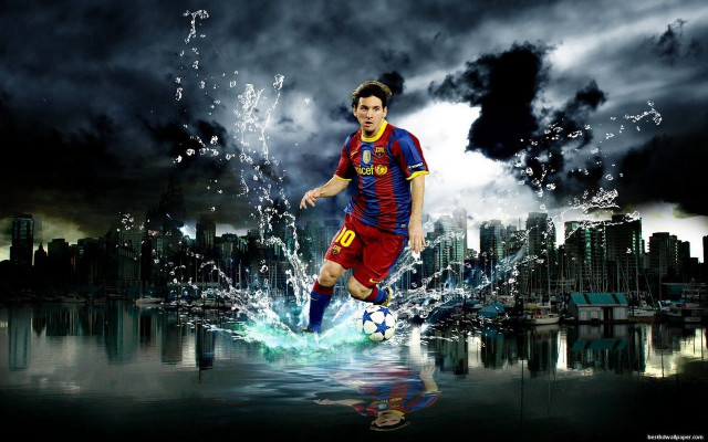 Man soccer uniform kicking ball #7 free wallpaper for desktop - medium preview image