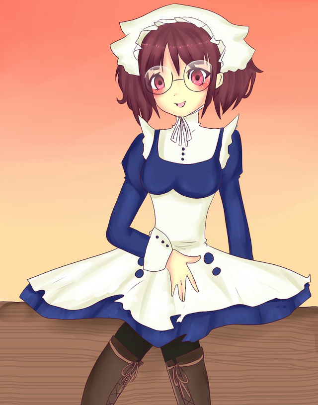 Girl sailor outfit sitting table free wallpaper for mobile - medium preview image