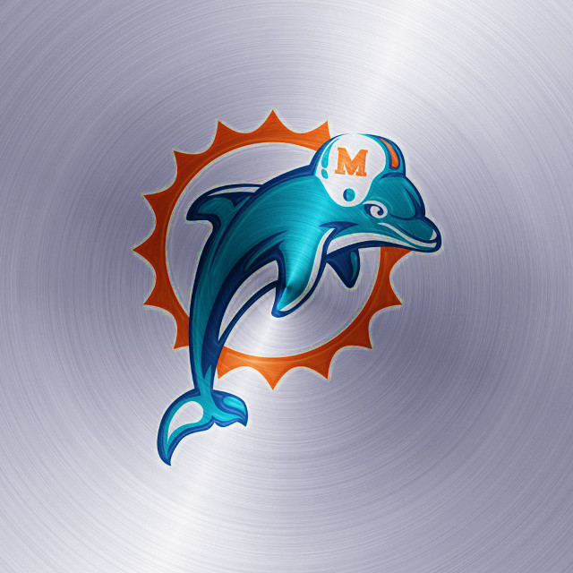 Dolphins logo metallic background sun free wallpaper for tablet - medium preview image