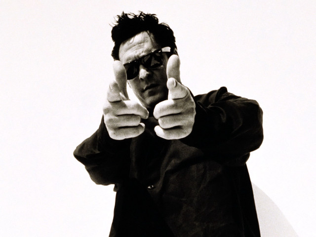 Man black jacket sunglasses hand free wallpaper for desktop - medium preview image