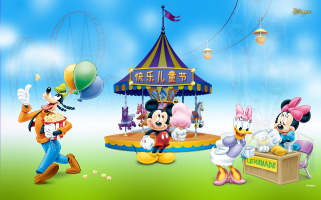 Mickey minnie carnival carousel cartoon free wallpaper for desktop - medium preview image