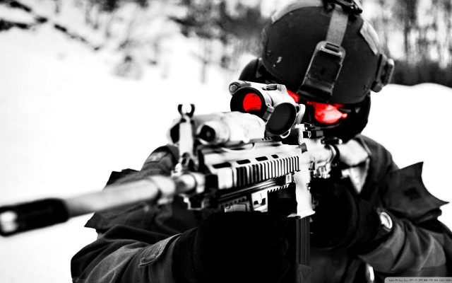 Man black jacket gun aiming free wallpaper for desktop - medium preview image