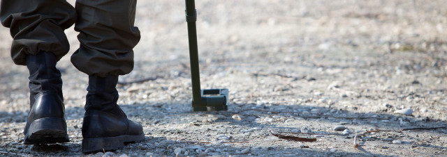 Person walking dirt boots pole free wallpaper for desktop - medium preview image