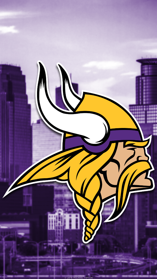 Minnesota vikings logo city skyline free wallpaper for mobile - medium preview image