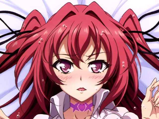 Redhair girl blush lying anime free wallpaper for desktop - medium preview image