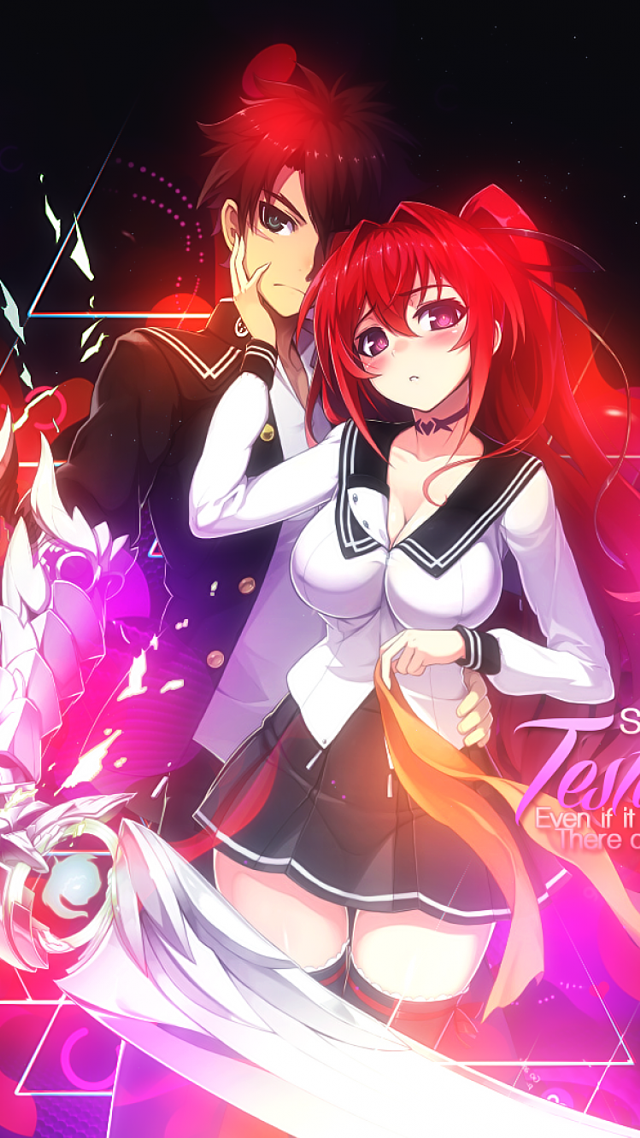 Anime couple dark background pink #2 free wallpaper for mobile - medium preview image
