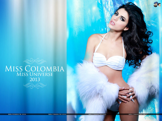 Woman white bikini fur coat #2 free wallpaper for desktop - medium preview image