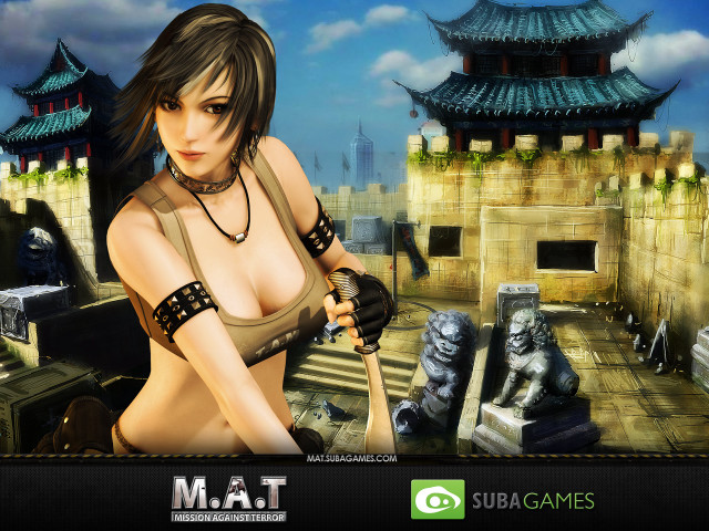 Woman bikini baseballbat castle statue free wallpaper for desktop - medium preview image