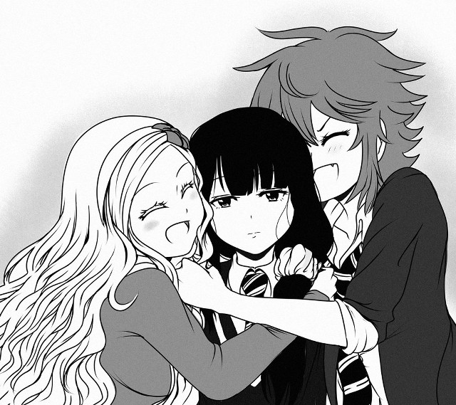 Anime hugging girls remodernism official free wallpaper for tablet - medium preview image