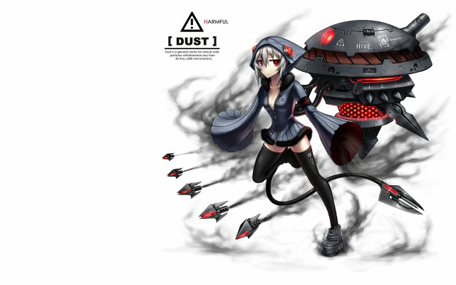 Girl gun robot redlight blackdress free wallpaper for desktop - medium preview image