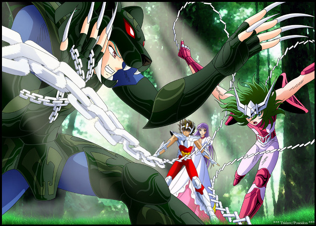 Anime characters forest chains hands free wallpaper for desktop - medium preview image