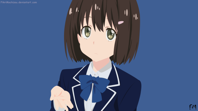 Anime girl blue bowtie black free wallpaper for desktop - medium preview image