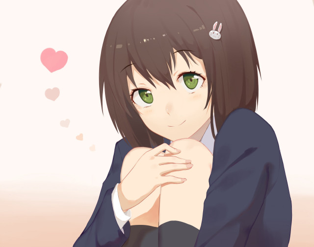 Girl green eyes black jacket free wallpaper for desktop - medium preview image