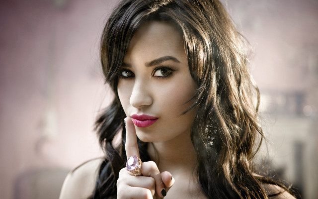 Woman pink lipstick finger up free wallpaper for desktop - medium preview image