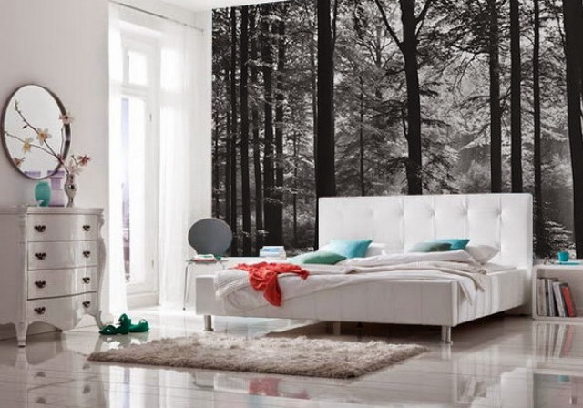 Bedroom wall mural trees bed #3 free wallpaper for desktop - medium preview image