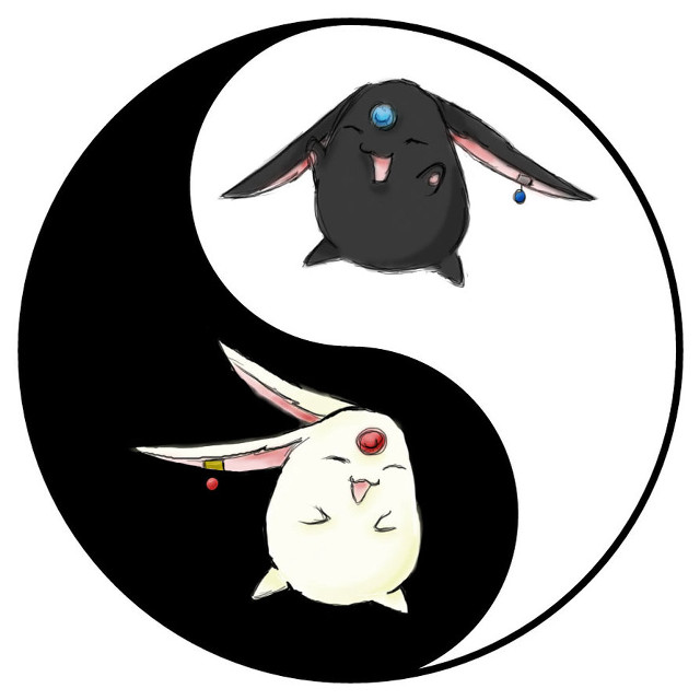 Black white yin yang rabbit free wallpaper for tablet - medium preview image