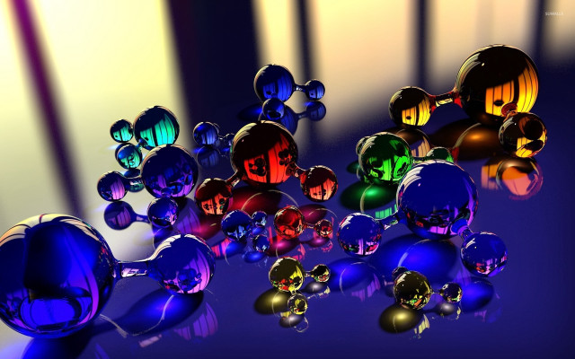 Colorful balls spheres table shadow free wallpaper for desktop - medium preview image