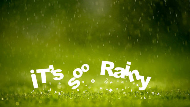 Green grass rain white letters free wallpaper for desktop - medium preview image