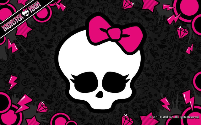Skull bow pink black background free wallpaper for desktop - medium preview image
