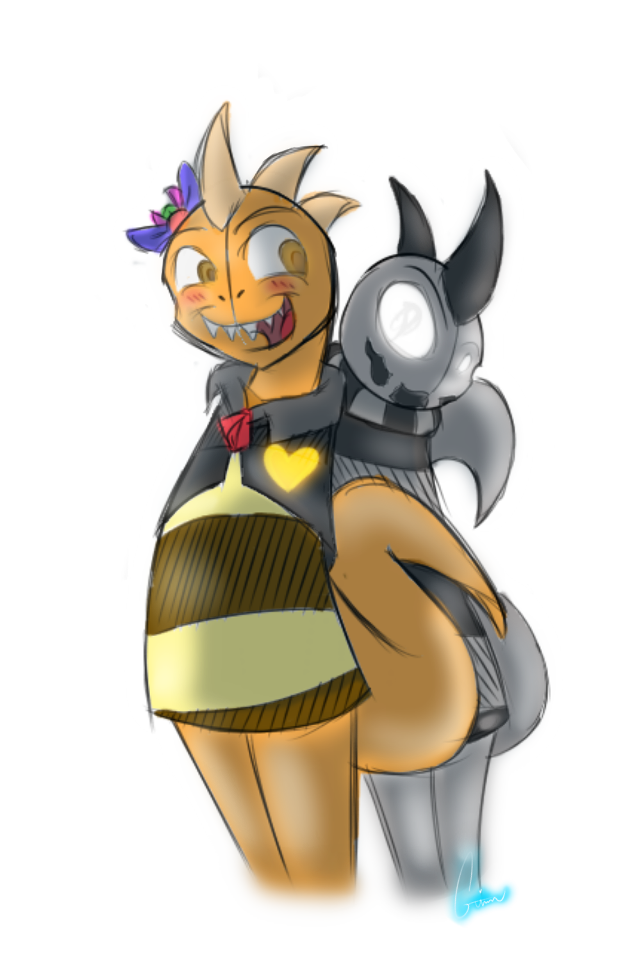 Cartoon character hugging cat demon free wallpaper for mobile - medium preview image