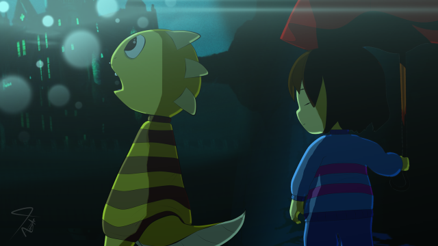 Cartoon furry fish glowing androgynous free wallpaper for desktop - medium preview image