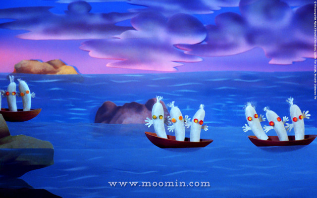 Three white cats boat ocean free wallpaper for desktop - medium preview image