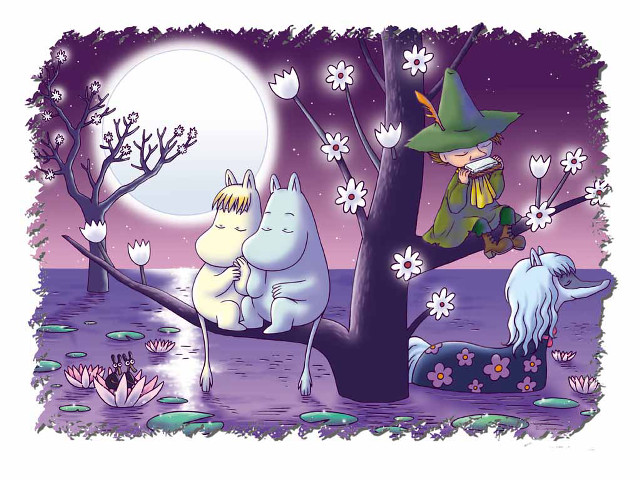 Witch friends tree branch moonlight free wallpaper for desktop - medium preview image