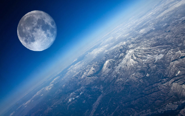 Earth aerial view full moon free wallpaper for desktop - medium preview image